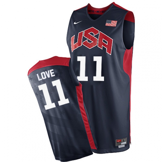 Men's Nike Team USA 11 Kevin Love Authentic Navy Blue 2012 Olympics Basketball Jersey