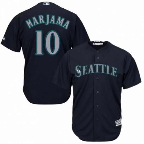 Men's Majestic Seattle Mariners 10 Mike Marjama Replica Navy Blue Alternate 2 Cool Base MLB Jersey
