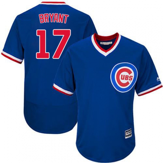 Men's Majestic Chicago Cubs 17 Kris Bryant Royal Blue Flexbase Authentic Collection Cooperstown MLB Jersey