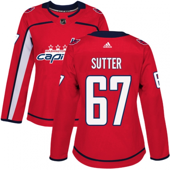 Women's Adidas Washington Capitals 67 Riley Sutter Authentic Red Home NHL Jersey