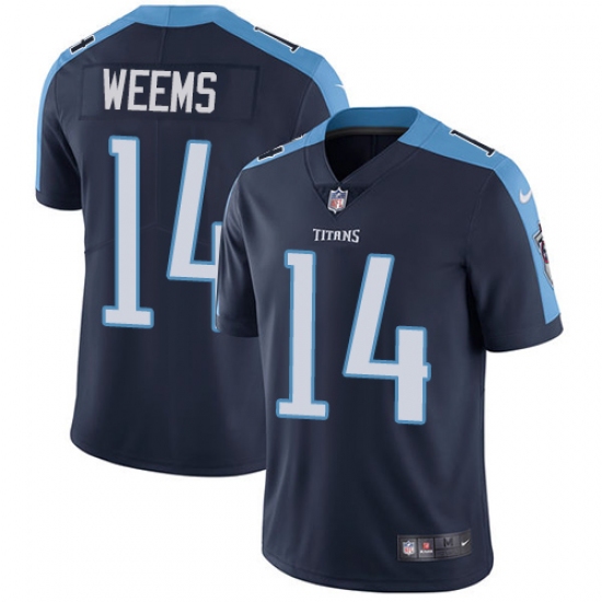 Youth Nike Tennessee Titans 14 Eric Weems Elite Navy Blue Alternate NFL Jersey