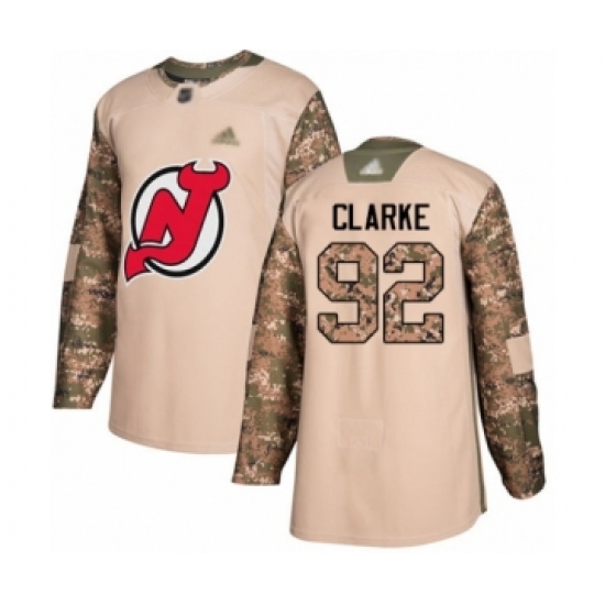 Youth New Jersey Devils 92 Graeme Clarke Authentic Camo Veterans Day Practice Hockey Jersey