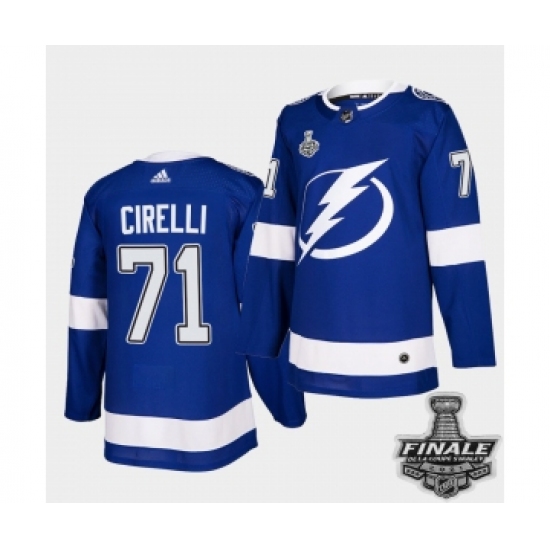 Men's Adidas Lightning 71 Anthony Cirelli Blue Home Authentic 2021 Stanley Cup Jersey