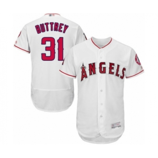 Men's Los Angeles Angels of Anaheim 31 Ty Buttrey White Home Flex Base Authentic Collection Baseball Player Jersey