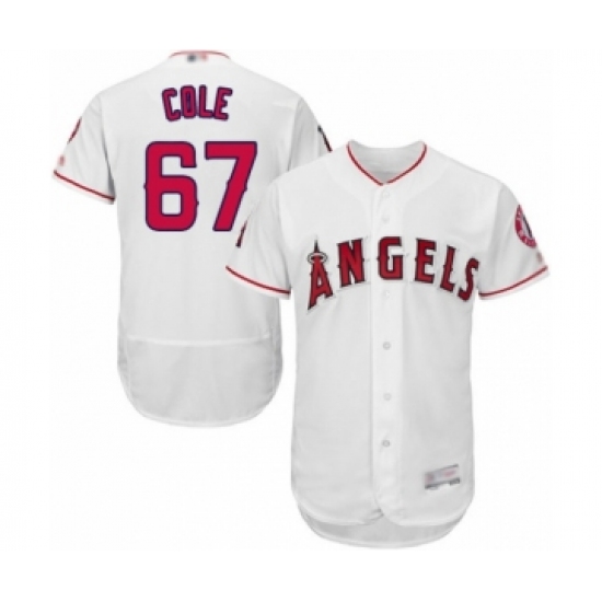 Men's Los Angeles Angels of Anaheim 67 Taylor Cole White Home Flex Base Authentic Collection Baseball Player Jersey