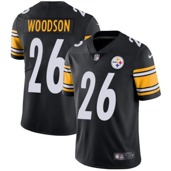 Youth Nike Pittsburgh Steelers 26 Rod Woodson Black Team Color Vapor Untouchable Limited Player NFL Jersey
