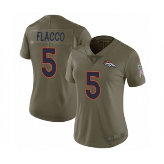 Women's Denver Broncos 5 Joe Flacco Limited Olive 2017 Salute to Service Football Jersey
