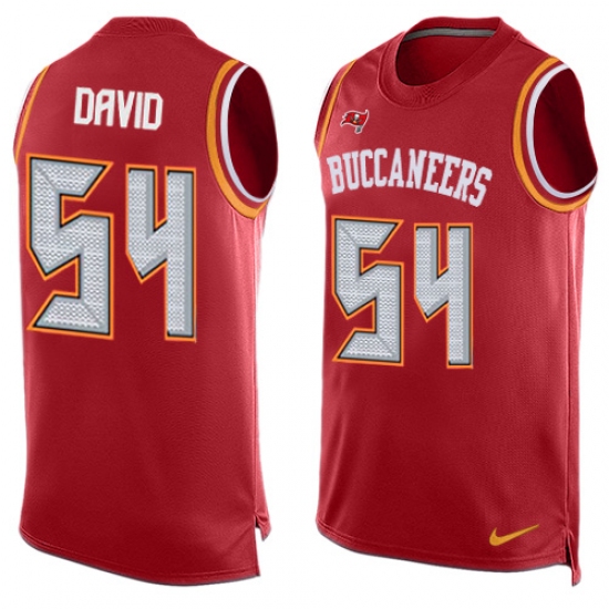 Men's Nike Tampa Bay Buccaneers 54 Lavonte David Limited Red Player Name & Number Tank Top NFL Jersey