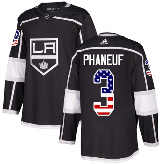 Men's Adidas Los Angeles Kings 3 Dion Phaneuf Authentic Black USA Flag Fashion NHL Jersey