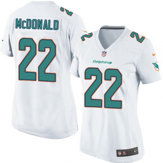 Women's Nike Miami Dolphins 22 T.J. McDonald Game White NFL Jersey