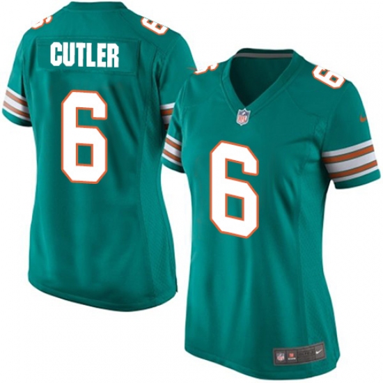 Women's Nike Miami Dolphins 6 Jay Cutler Game Aqua Green Alternate NFL Jersey