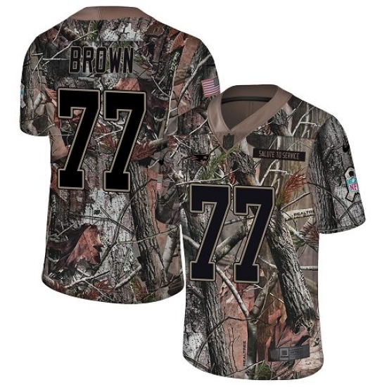 Youth Nike New England Patriots 77 Trent Brown Camo Untouchable Limited NFL Jersey