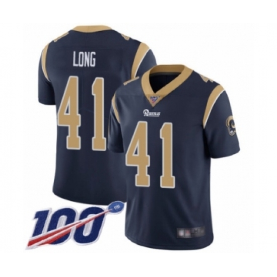 Men's Los Angeles Rams 41 David Long Navy Blue Team Color Vapor Untouchable Limited Player 100th Season Football Jersey