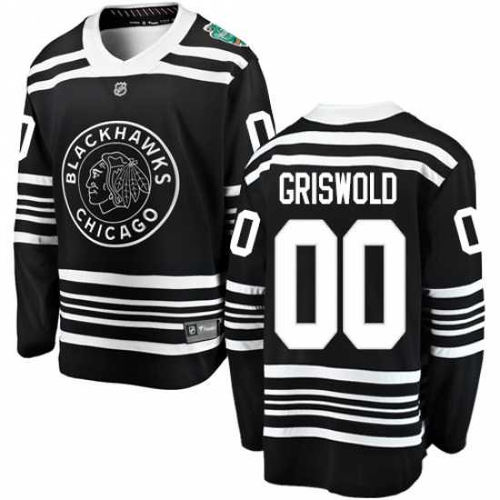 Men's Chicago Blackhawks 00 Clark Griswold Black 2019 Winter Classic Fanatics Branded Breakaway NHL Jersey