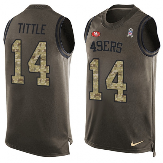 Men's Nike San Francisco 49ers 14 Y.A. Tittle Limited Green Salute to Service Tank Top NFL Jersey