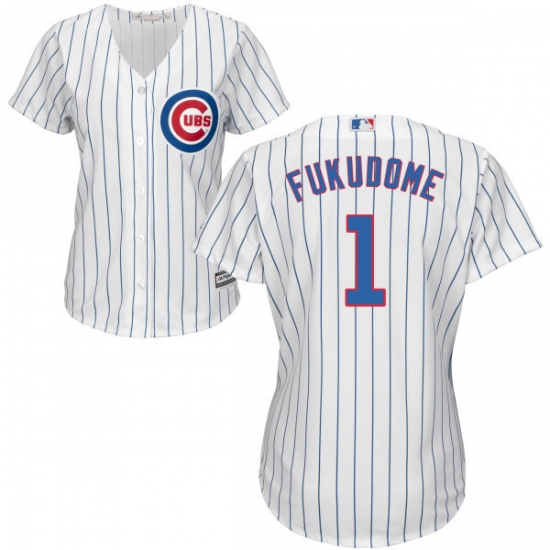 Women's Majestic Chicago Cubs 1 Kosuke Fukudome Authentic White Home Cool Base MLB Jersey