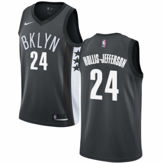 Men's Nike Brooklyn Nets 24 Rondae Hollis-Jefferson Swingman Gray NBA Jersey Statement Edition