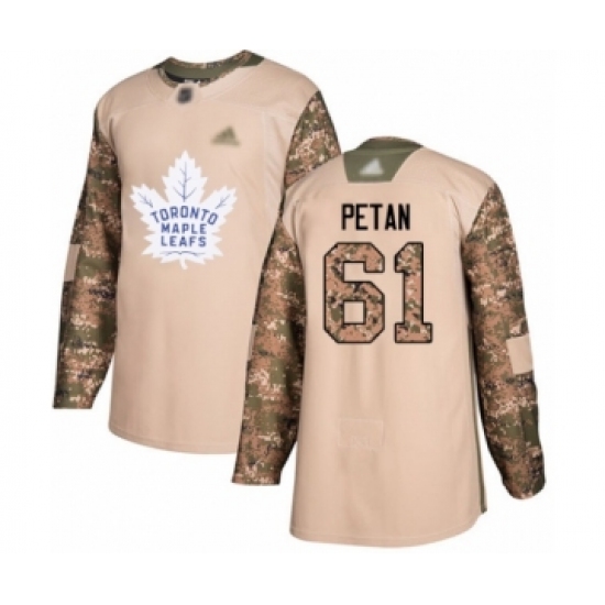 Men's Toronto Maple Leafs 61 Nic Petan Authentic Camo Veterans Day Practice Hockey Jersey