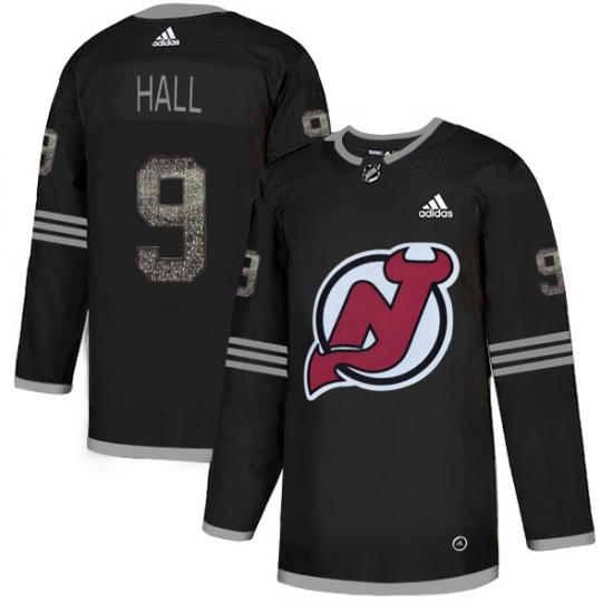 Men's Adidas New Jersey Devils 9 Taylor Hall Black Authentic Classic Stitched NHL Jersey
