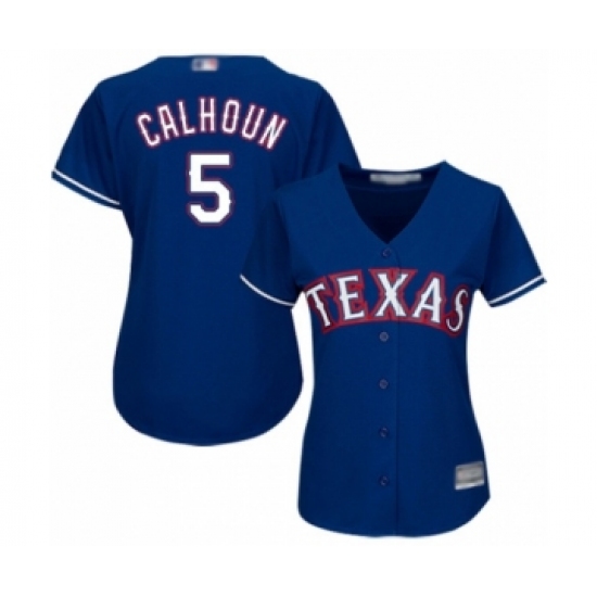 Women's Texas Rangers 5 Willie Calhoun Authentic Royal Blue Alternate 2 Cool Base Baseball Player Jersey