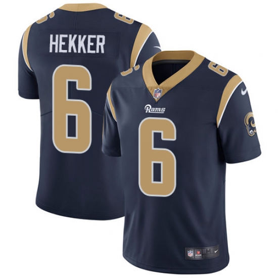 Men's Nike Los Angeles Rams 6 Johnny Hekker Navy Blue Team Color Vapor Untouchable Limited Player NFL Jersey