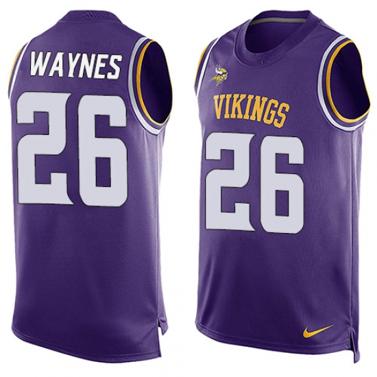 Men's Nike Minnesota Vikings 26 Trae Waynes Limited Purple Player Name & Number Tank Top NFL Jersey