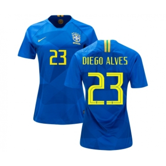 Women's Brazil 23 Diego Alves Away Soccer Country Jersey