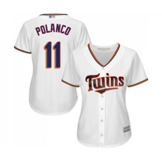 Women's Minnesota Twins 11 Jorge Polanco Replica White Home Cool Base Baseball Jersey