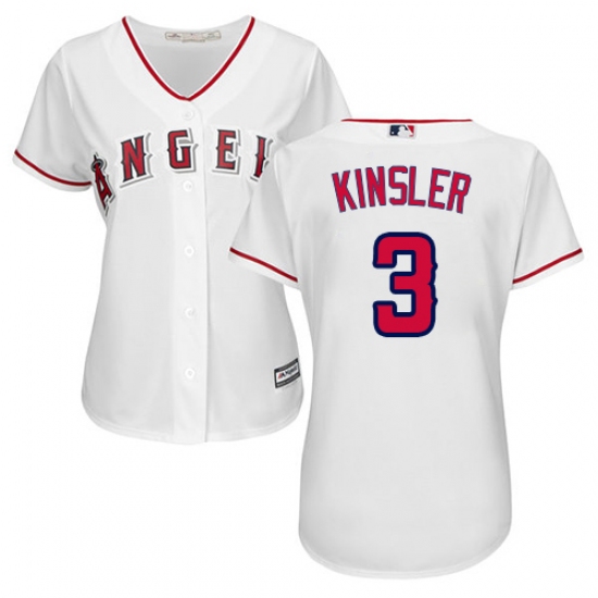 Women's Majestic Los Angeles Angels of Anaheim 3 Ian Kinsler Authentic White Home Cool Base MLB Jersey