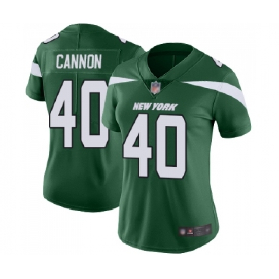 Women's New York Jets 40 Trenton Cannon Green Team Color Vapor Untouchable Limited Player Football Jersey