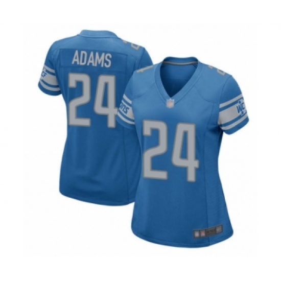 Women's Detroit Lions 24 Andrew Adams Game Blue Team Color Football Jersey