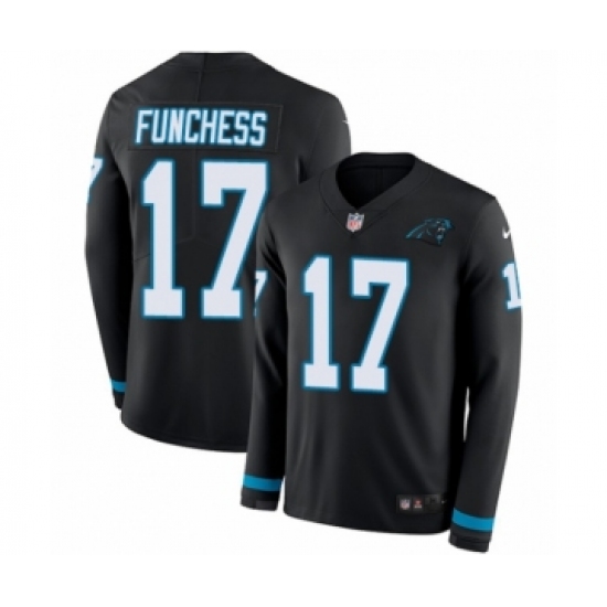Men's Nike Carolina Panthers 17 Devin Funchess Limited Black Therma Long Sleeve NFL Jersey