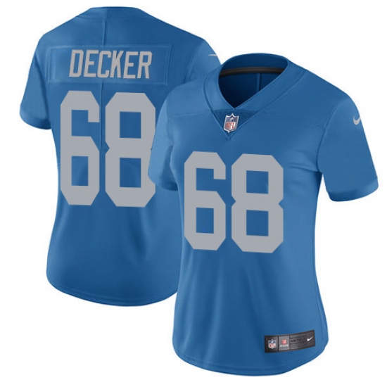 Women's Nike Detroit Lions 68 Taylor Decker Limited Blue Alternate Vapor Untouchable NFL Jersey