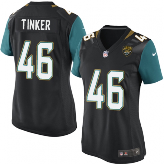 Women's Nike Jacksonville Jaguars 46 Carson Tinker Game Black Alternate NFL Jersey