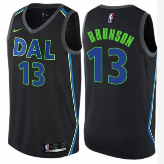 Men's Nike Dallas Mavericks 13 Jalen Brunson Authentic Black NBA Jersey - City Edition
