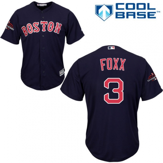 Youth Majestic Boston Red Sox 3 Jimmie Foxx Authentic Navy Blue Alternate Road Cool Base 2018 World Series Champions MLB Jersey