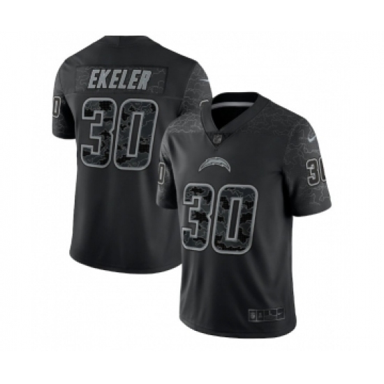 Men's Los Angeles Chargers 30 Austin Ekeler Black Reflective Limited Stitched Football Jersey