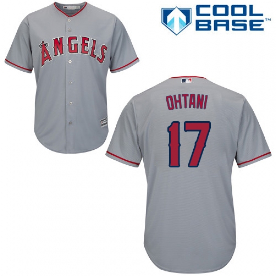 Youth Majestic Los Angeles Angels of Anaheim 17 Shohei Ohtani Authentic Grey Road Cool Base MLB Jersey
