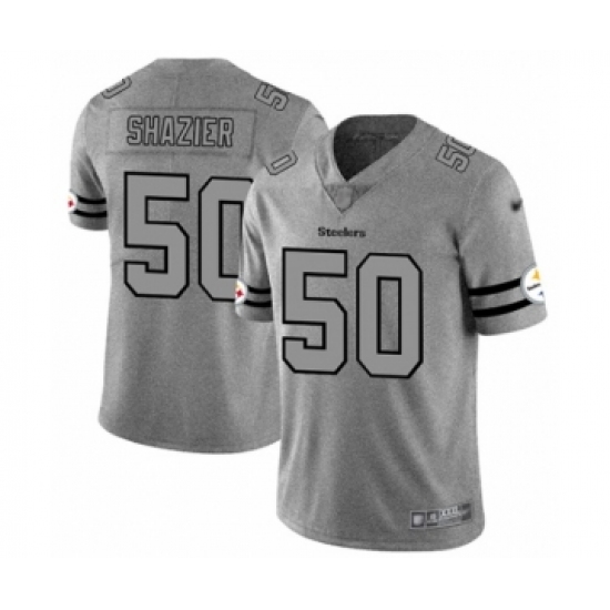 Men's Pittsburgh Steelers 50 Ryan Shazier Limited Gray Team Logo Gridiron Football Jersey