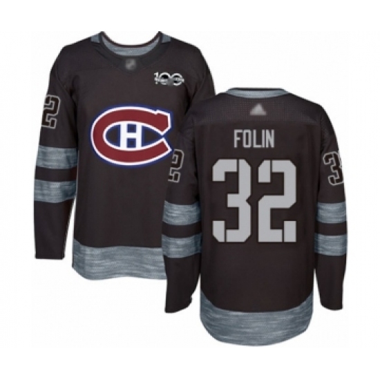 Men's Montreal Canadiens 32 Christian Folin Authentic Black 1917-2017 100th Anniversary Hockey Jersey