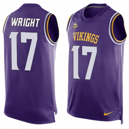 Men's Nike Minnesota Vikings 17 Kendall Wright Limited Purple Player Name & Number Tank Top NFL Jersey