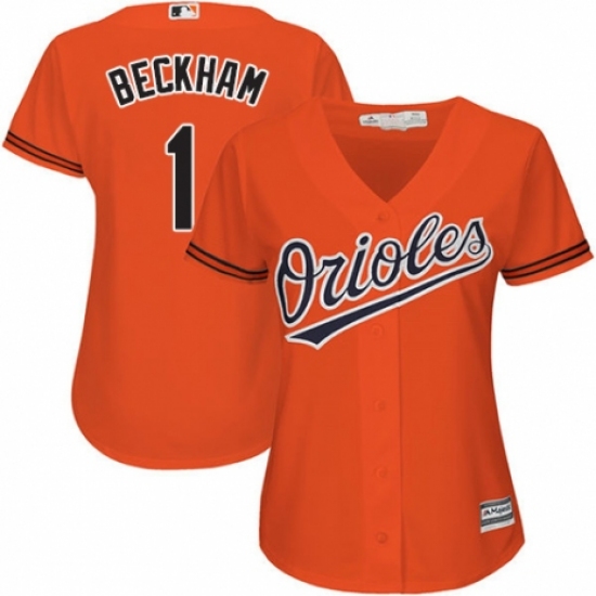 Women's Majestic Baltimore Orioles 1 Tim Beckham Replica Orange Alternate Cool Base MLB Jersey