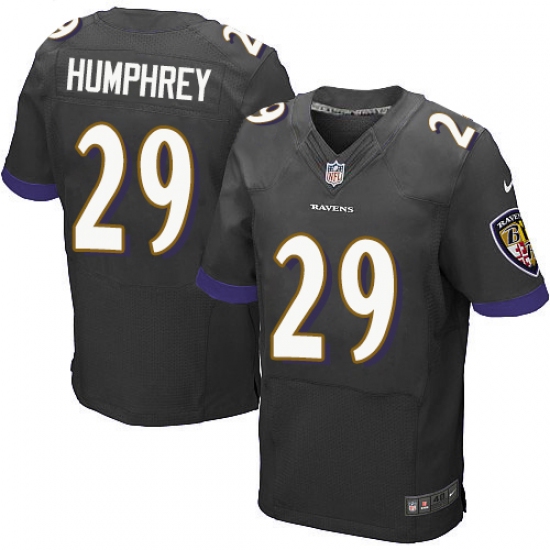 Men's Nike Baltimore Ravens 29 Marlon Humphrey Elite Black Alternate NFL Jersey