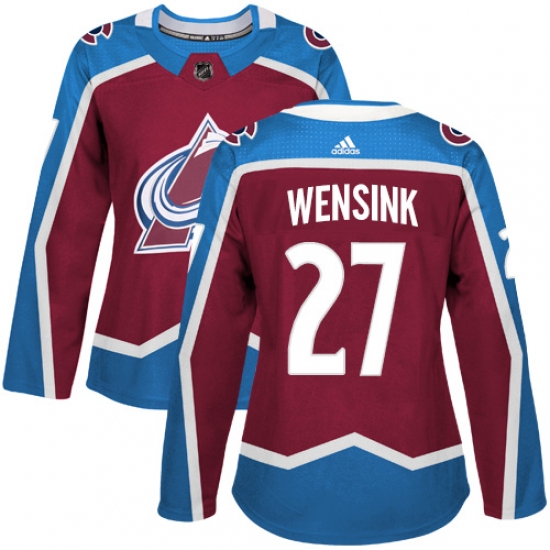 Women's Adidas Colorado Avalanche 27 John Wensink Authentic Burgundy Red Home NHL Jersey