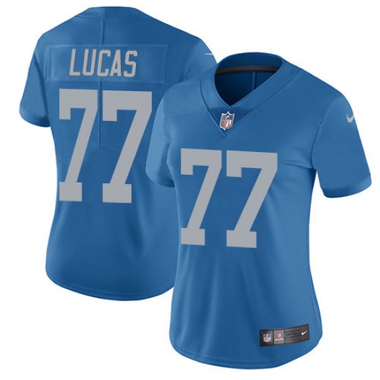 Women's Nike Detroit Lions 77 Cornelius Lucas Elite Blue Alternate NFL Jersey