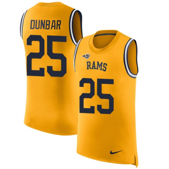 Men's Nike Los Angeles Rams 25 Lance Dunbar Limited Gold Rush Player Name & Number Tank Top NFL Jersey