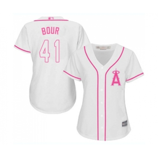 Women's Los Angeles Angels of Anaheim 41 Justin Bour Replica White Fashion Cool Base Baseball Jersey