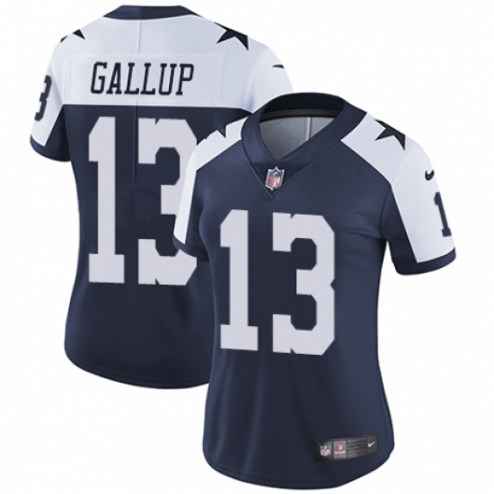 Women's Nike Dallas Cowboys 13 Michael Gallup Navy Blue Throwback Alternate Vapor Untouchable Limited Player NFL Jersey