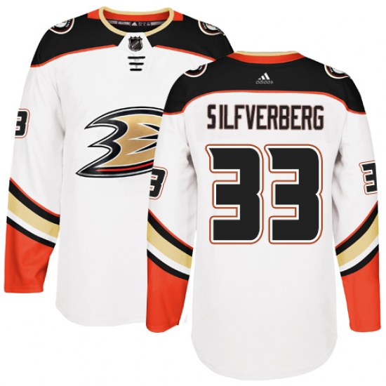 Men's Adidas Anaheim Ducks 33 Jakob Silfverberg Authentic White Away NHL Jersey