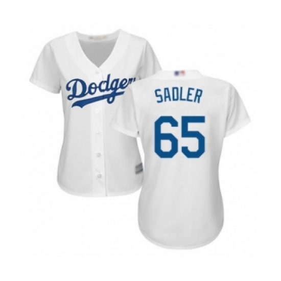 Women's Los Angeles Dodgers 65 Casey Sadler Authentic White Home Cool Base Baseball Player Jersey